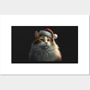 Meowy Catmas cat christmas tree xmas girls boys funny santa Sticker Posters and Art